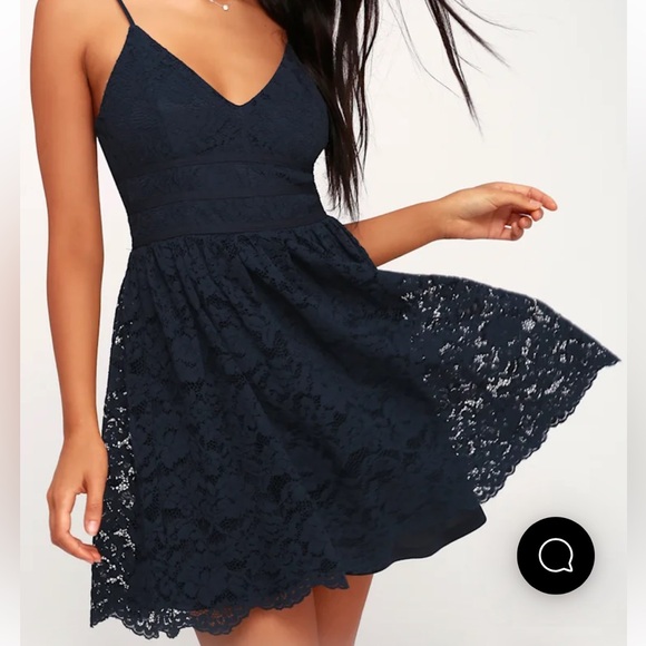 Lulus Dresses & Skirts - Wish Me Luxe Navy Blue Lace Skater Dress